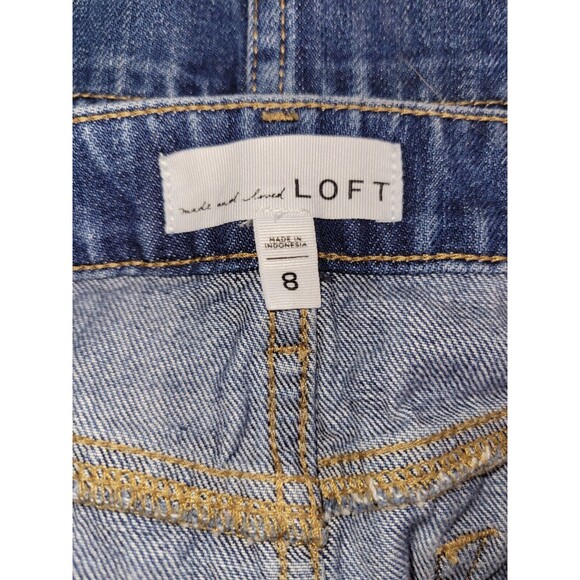 Loft Button Front Jean Skirt Womens 8 Knee Length Casual Denim Classic Boho - Picture 4 of 5